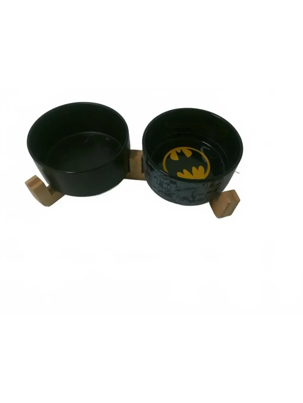 Batman Themed Double Dog Bowls with Wooden Stand